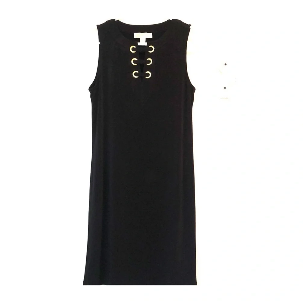 Michael Kors Black Lace-Up midi dress size Xs
